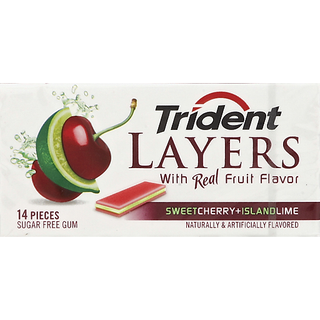 Trident Layers Sweet Cherry & Island Lime Sugar Free Gum, 14 Piece Pack