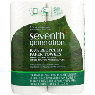 Seventh Generation Paper Towels 100% Recycled Paper, 2 Rolls