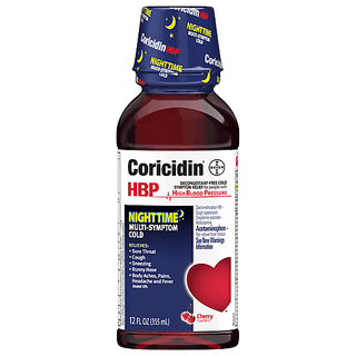 Coricidin HBP Nighttime Cherry Flavored Multi-Symptom Cold 12 Fl Oz Bottle