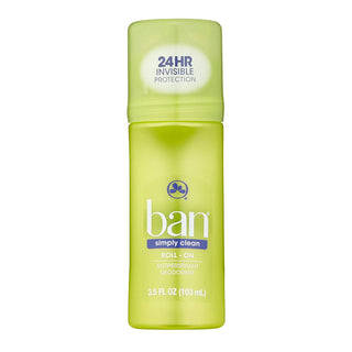 Ban Antiperspirant Deodorant, Roll On, Simply Clean 3.5 Oz
