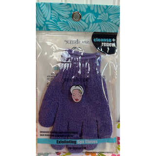 Spa Sister Exfoliating Bathing Gloves (Color: Purple)