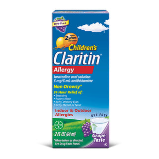 Claritin Children's 24-Hour Non-Drowsy Allergy Grape Oral Solution, Loratadine 5 Mg/5 mL Antihistamine, 5 Mg/ 5 mL, 2 FL OZ