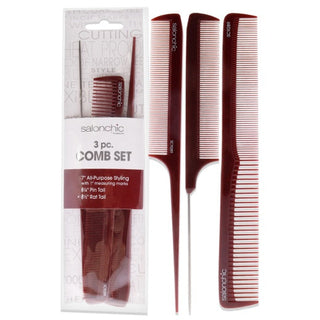 SalonChic Comb Set - Unisex 3 Pc Styling Tool Collection