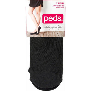 Peds Women's Mesh Pad Liner Socks - 2 Pack - Black
