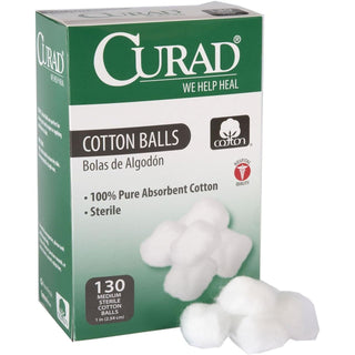 Curad Sterile Cotton Balls, 1", 130/Box