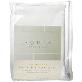 Aquis Terry Face And Body Mitt (White)