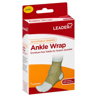 Leader Ankle Wrap Adjustable Tension Large Supports Braces