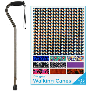 NOVA Medical Offset Houndstooth Walking Cane With Black Strap