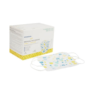 McKesson Pediatric Procedure Mask, Blue And Yellow Polka Dot MK