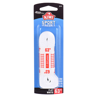 Kiwi Sport Flat Laces, White, 63", 1 Pair