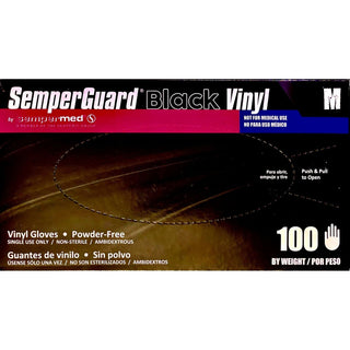 Semperguard Semper Guard Medium Powder Free Soft Black Vinyl Gloves 100 Ct # Vblk103 Usa