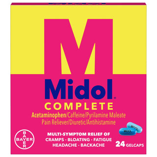 Midol Complete Gelcaps – 24 Count – Multi-Symptom Period Pain Relief for Cramps, Bloating & Fatigue
