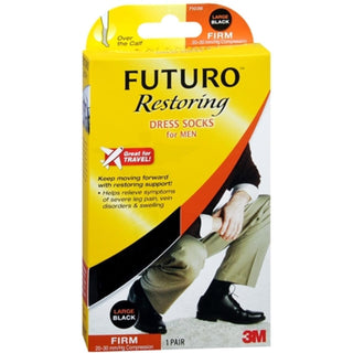 Futuro Restoring Dress Socks For Men, Firm, Black, Large, 1 Pair