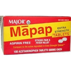Major® Mapap™ Extra Strength Acetaminophen – 500 mg (100 Capsules)