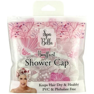 Spa Bella Shower Cap Bouffant Pink + White (48131)