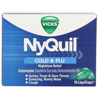Vicks® NyQuil™ Cold & Flu Nighttime Relief – Liquid Capsules