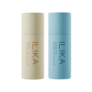 ILIKA 100% Natural Lip Balm - 2X Volume, Organic, COSMOS Certified Organic, PETA Certified, Plant-Based, Biodegradable Tube, 2 Pack Vanilla & Peppermint - 0.3 oz each