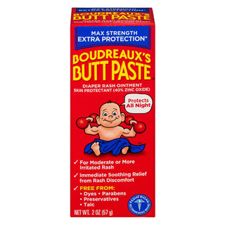 Boudreaux's Butt Paste Maximum Strength, Baby Diaper Rash Cream, Ointment, 2 Oz