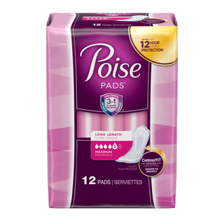 Poise Incontinence Pads, Maximum Absorbency, Long