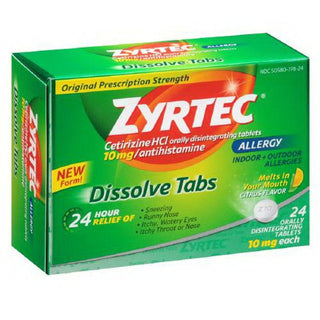 Zyrtec 24 Hour Allergy Dissolve Tablets, 10 Mg, Citrus
