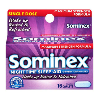 Sominex Nighttime Sleep-Aid With Diphenhydramine HCl 50 Mg Maximum Strength Formula 16 Tablets