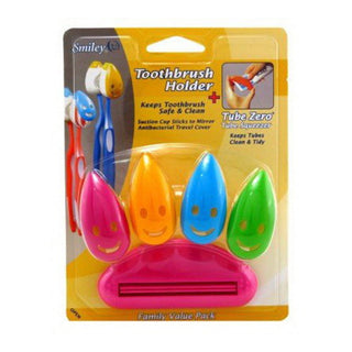 Smiley Oral Care Toothbrush Holder With Tube Squeezer