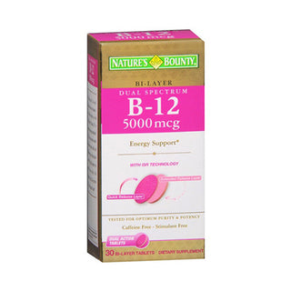 Nature's Bounty Vitamin B-12, Dual Spectrum, 5000 Mcg, Bi-Layer Tablets