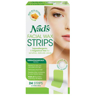 Nad's Hair Removal Facial Wax Strips 24 Count 2019
