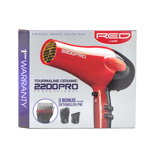 Kiss Cosmetics Red By 2200 Pro Tourmaline Ceramic Blow Dryer #Bd07