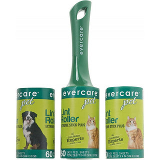 Evercare Pet Extreme Stick Plus Lint Roller Combo Pack, 180 Sheets