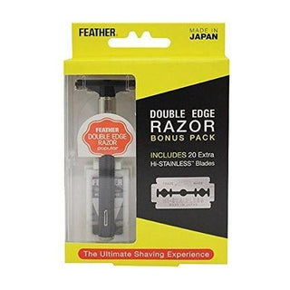 Feather Double Edge Razor Bonus Pack With 20 Extra Hi-stainless Blades