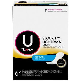 U by Kotex Lightdays Plus Panty Liners, Regular, 8 Packs of 64 ct (512 Total)