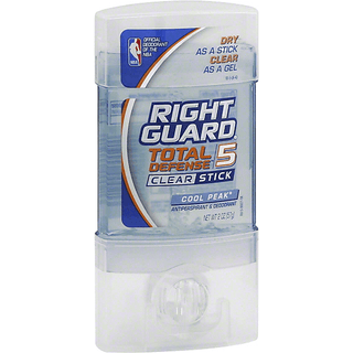 Right Guard Total Defense 5 Antiperspirant & Deodorant Clear Stick Cool Peak