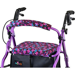 NOVA Medical Products Rollator Walker Seat And Back Cover Removable And Washable Garden Flowers