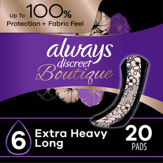 Always Discreet Boutique Incontinence Pads, Extra Heavy, Long