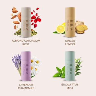ILIKA Lip Balm, Organic,100% Plant-Based, 2X Volume, Low CO2e - COSMOS Certified Organic, PETA Certified Vegan & Cruelty-Free, Biodegradable Tube 4 Pack, Essential Collection