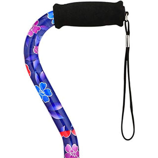 NOVA Designer Heavy Duty Walking Cane With Offset Handle 500 Lb Weight Capacity Bariatric Lightweight Adjustable Walking Stick With Carrying Strap Maui Flowers Design