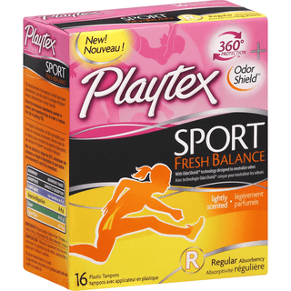 Playtex Sport Fresh Balance Tampons, Plastic, Regular Absorbency, Lightly Scented