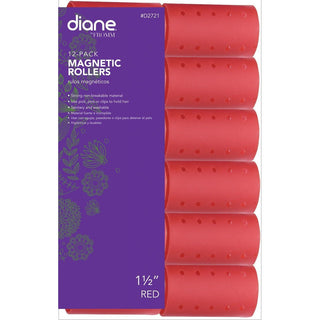 Diane Magnetic Rollers 1-1/2" Red - 12 Pack #D2721