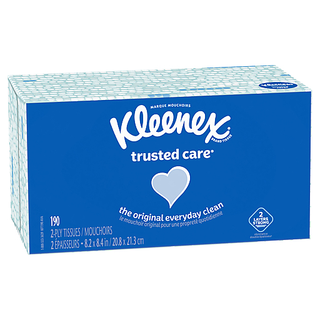Kleenex Trusted Care Facial Tissues, 1 Flat Box, 190 Total Tissues