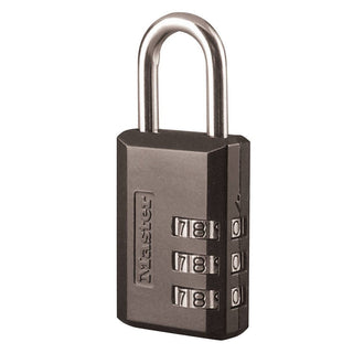 Master Lock 647d 1-3/16 In. W Resettable 3-dial Combination Padlock, Steel Shackle, Black