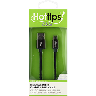 Hottips Elite Cable, Premium, Charge & Sync, Braided, 6 Ft