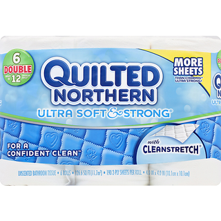 Quilted Northern Ultra Soft & Strong Bathroom Tissue, Unscented, Double Rolls, 2 Ply