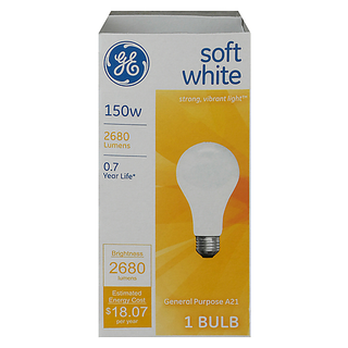 GE Light Bulb, Soft White, 150 Watts