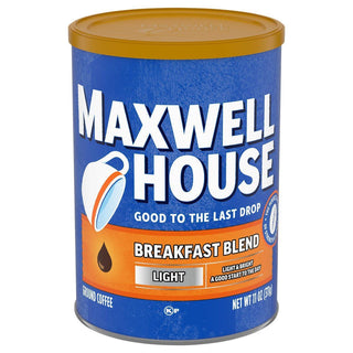 Maxwell House Breakfast Blend Light Roast Ground Coffee 11 Oz Canister