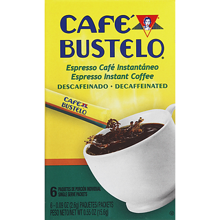 Cafe Bustelo Café Decaffeinated Espresso Style Instant Coffee Single Serve Packets, 0.09-Ounce Packets