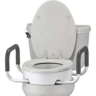Nova Medical Products Toilet Seat Riser With Arms, Elongated, White, 3.8 Pound