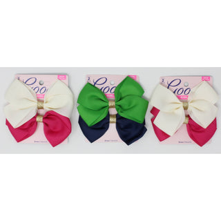 Goody Girls Navy Hair Bow Barrettes 4.5"