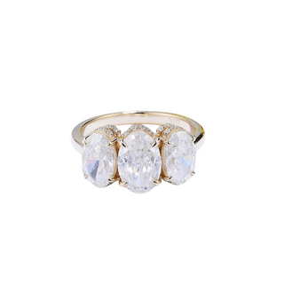 4.0ctw Three Stone Oval Cut Moissanite Engagement Ring