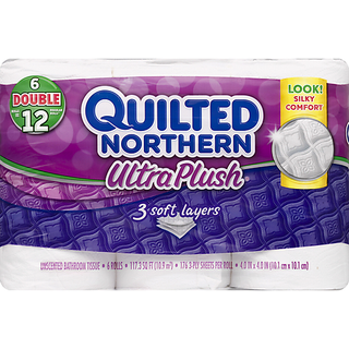Quilted Northern Ultra Plush Bathroom Tissue, Unscented, Double Roll, 3-Ply